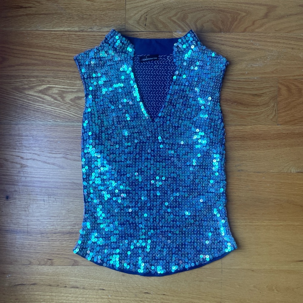 Cute Blue & Purple Iridescent Sequin Top